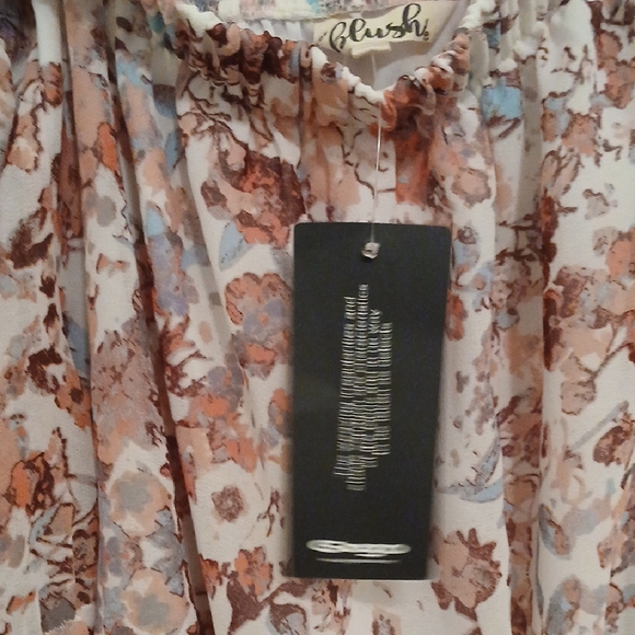 Blush Floral Mini Dress in Brown and Cream - Picture 3 of 5